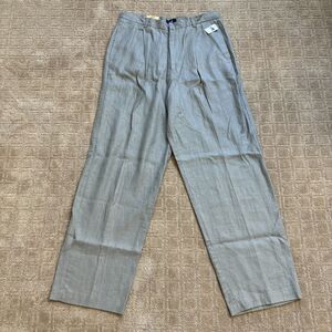 GAP VTG Linen Pleated Trouser Pants Women's 14 Ankle Gray Preppy Wide Leg NWT
